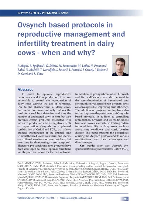 Pdf Ovsynch Based Protocols In Reproductive Management And Infertility Treatment In Dairy Cows