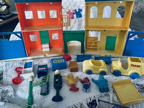 Vintage Sesame Street Play Set 123 Neighborhood House Playset by Illco W/ Figures and Lots of ...