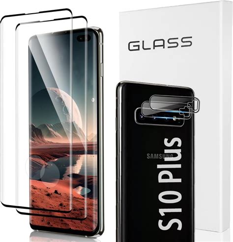 Amazon.com: LETANG [2+2 Pack] Galaxy S10 Plus Screen Protector with Camera Lens Protector ...