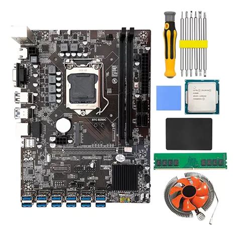 Placa Base Minera B250c Btc Con Cpu G3900 Ventilador 8g Ddr4 Cuotas