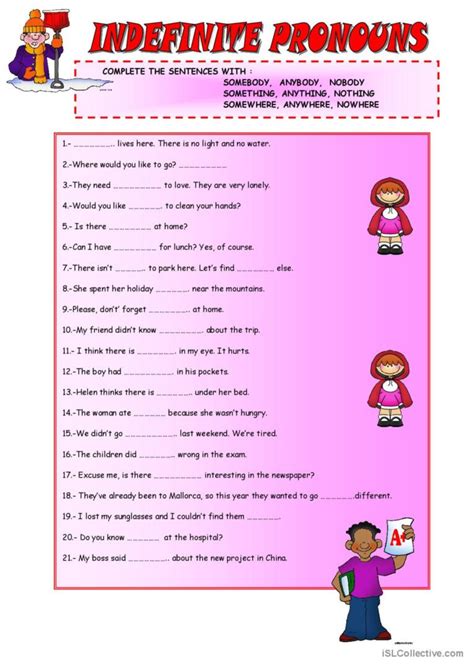 Indefinite Pronouns English Esl Worksheets Pdf And Doc