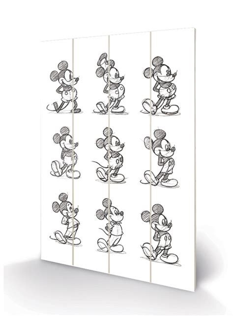 Mickey Mouse Sketched Multi Wood Print The Art Group