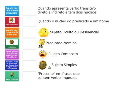 Atividade Sobre Tipos De Sujeito E Predicado Une Las Parejas