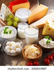 Variety Dairy Products Including Cheese Milk Stock Photo 2214745993 ...