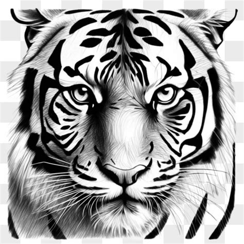 Download Black and White Tiger Face Drawing Sketches Online - Creative ...