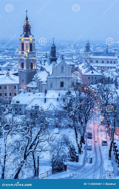 Przemysl Cathedral in Winter Scenery Stock Image - Image of downtown, baptist: 113069481