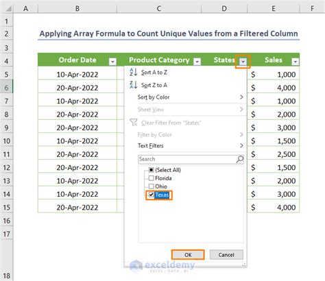 How To Count Unique Values In A Filtered Column In Excel 5 Methods