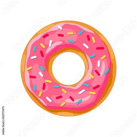 Donut With Pink Glaze Donut Icon Donut Vector Illustration In 2024 Donut Vector Fondant