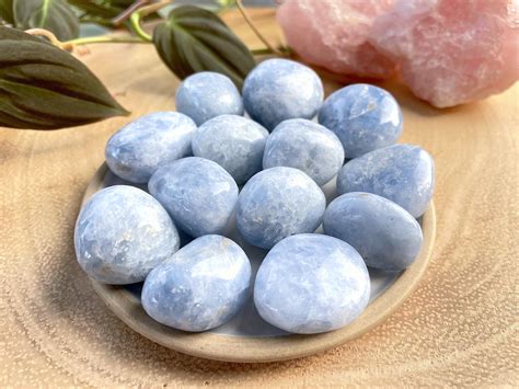 Blue Calcite Crystal Tumbled Stones Xl Communication Psychic Ability