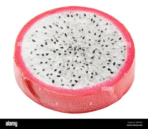 Dragon Fruit Slice Pitahaya Pitaya Isolated On White Background