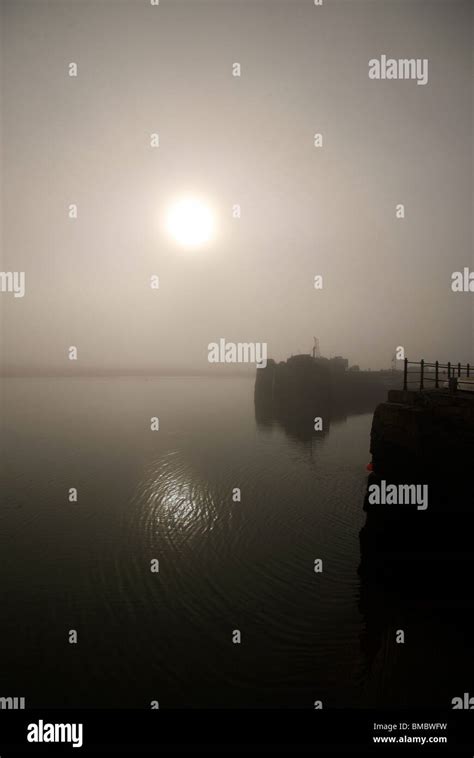 Padstow Cornwall Uk Harbor Harbour Quay Fishing Boats Mist Stock Photo