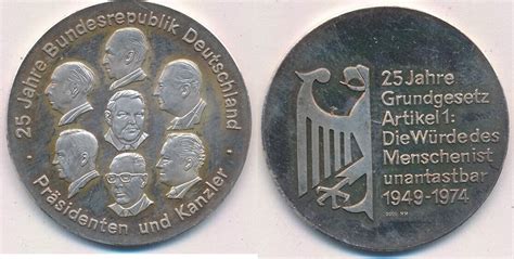 Deutschland Medaille Silbermedaille Er Silber Jahre Brd