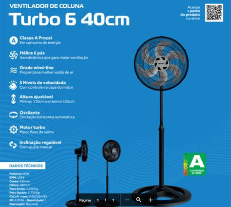 Ventilador De Coluna Cm Turbo P S Bronze Oscilante Premium V