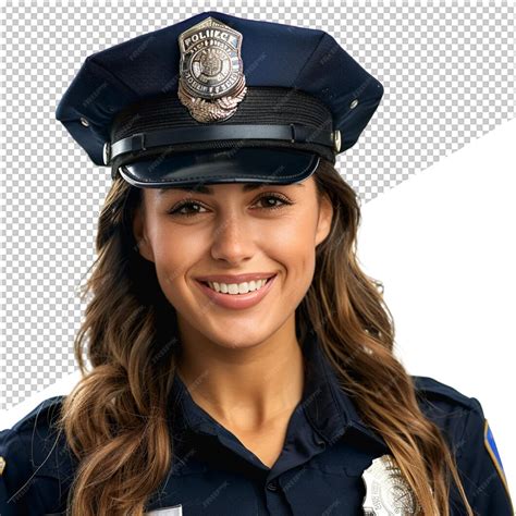 Premium Psd A Female Police Officer With A Blue Uniform On