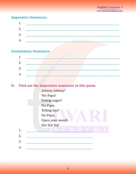 CBSE NCERT Class 4 English Grammar Chapter 3 Kinds of Sentence.