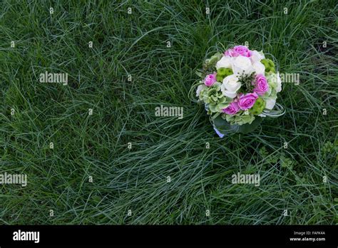 beautiful bridal bouquet flowers in the meadow wedding Stock Photo - Alamy