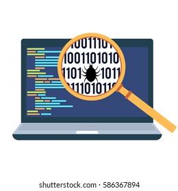 Computer Code Debugging Concept Flat Style Stock Vector Royalty Free