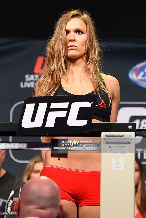 Ronda Rousey Weighs In During The Ufc 184 Weigh In At The Event Deck