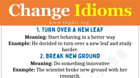 Idioms About Change With Meaning And Examples Engdic