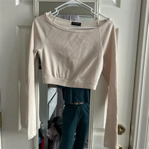 Cream Waffle Naked Wardrobe Crop Off The Shoulder Depop