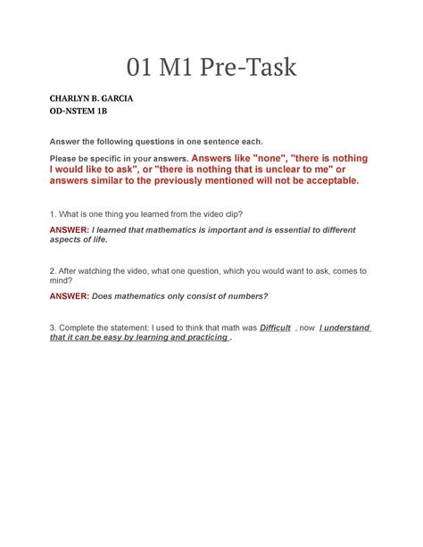 01 M1 Pre Task MMW M1 Pre Task 01 M1 Pre Task CHARLYN B GARCIA OD