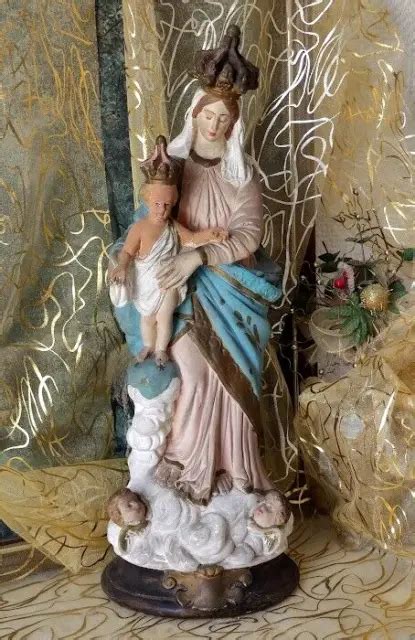 GRANDE STATUE NOTRE Dame Des Victoires Vierge Marie En Platre Holy Mary