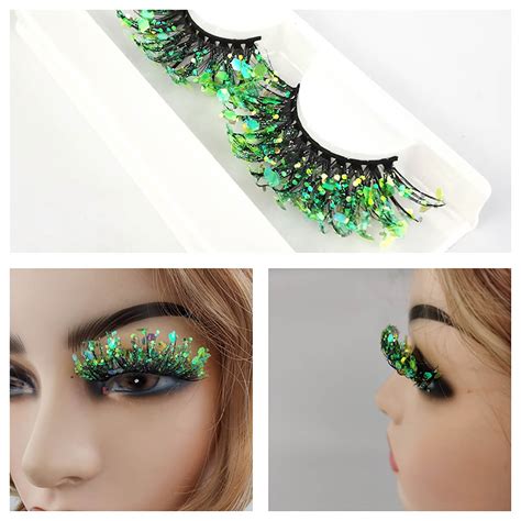 Bgzleu Glitter Lashes Sequins Lashes Dramatic 3d Faux Lashes False Eyelashes Reusable Colorful