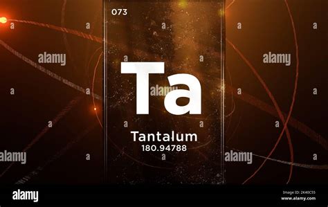 Tantalum (Ta) symbol chemical element of the periodic table, 3D animation on atom design ...