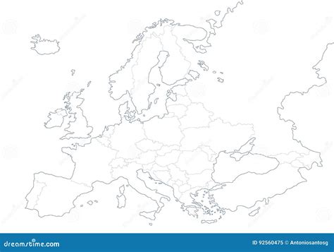 Mapa En Blanco Político De Europa En El Fondo Blanco Ilustración Del