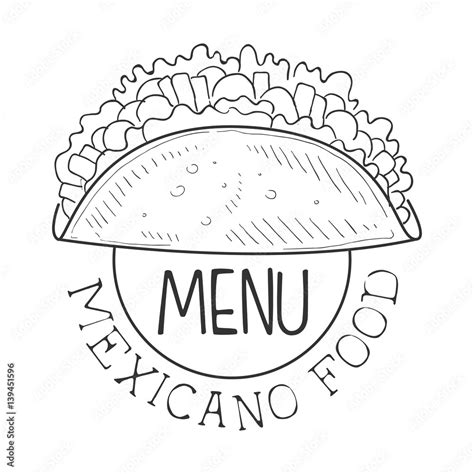 Restaurant Mexican Food Menu Promo Sign In Sketch Style With Quesadilla ...