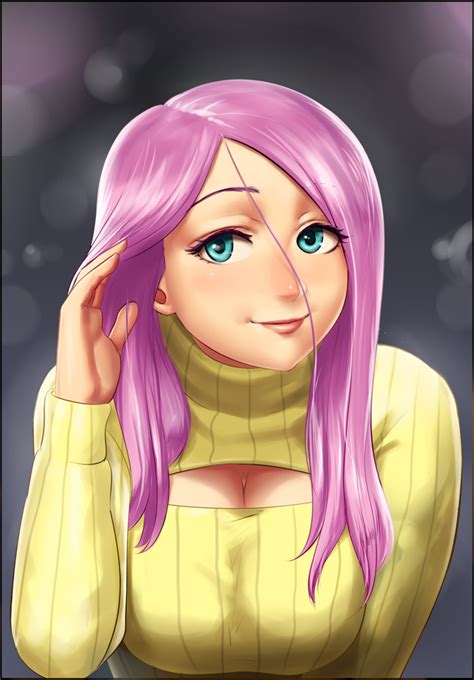 786963 Safe Artist Lvl Character Fluttershy Species Human Breasts Busty Fluttershy