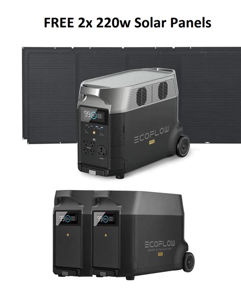 Ecoflow Delta Pro With 2 Extra Batteries 108 Kwh Free 2x 220w Pane