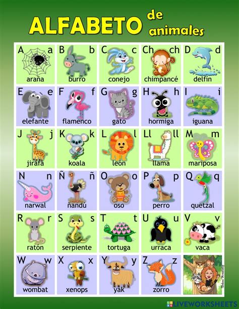 Alfabeto de animales worksheet – Artofit