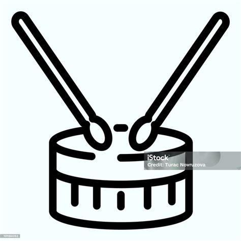 Drum With Drumsticks Line Icon Percussion Musical Instrument Vector