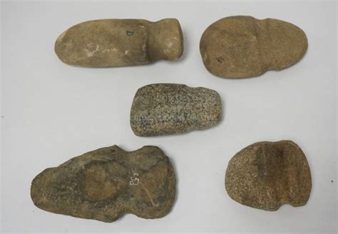 Sold Price Lot Of 5 Native American Indian Stone Axe Heads One With