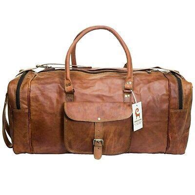 Ad EBay Goat Leather Travel Bag Luggage Gym Genuine Brown Vintage