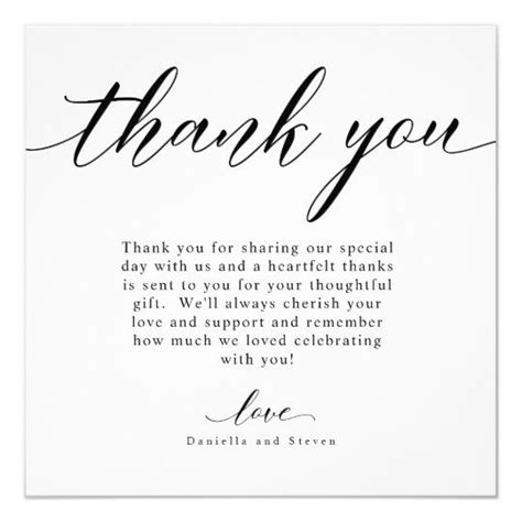 Classic Script Calligraphy Wedding Thank You Card Zazzle Thank You