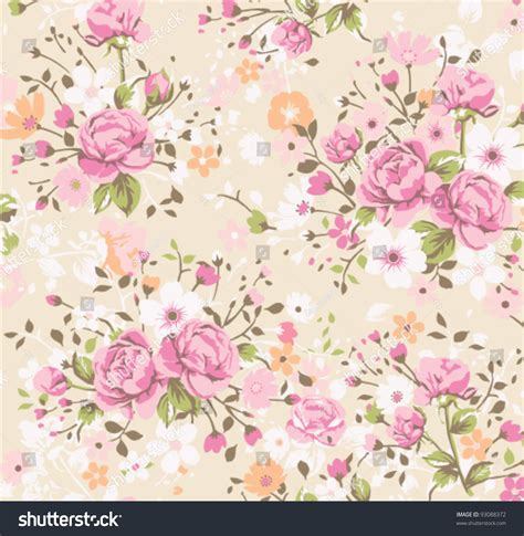 Wallpaper Vintage Rose Pattern Stock Vector (Royalty Free) 93088372