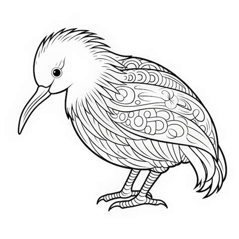 Kiwi Bird Coloring Page New Zealand Style Art For Children Premium Ai