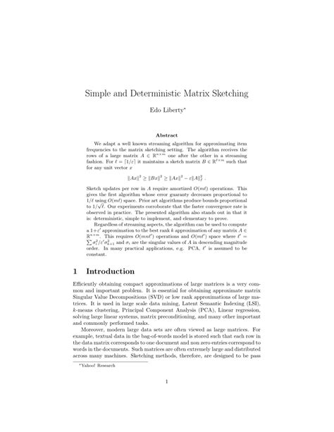 PDF Simple And Deterministic Matrix Sketching