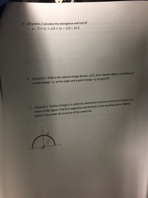 Solved Calculate The Divergence And Curl Of V X Y X