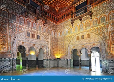 Hall Of Ambassadors Ornate Interior In The Royal Alcazar Of Seville