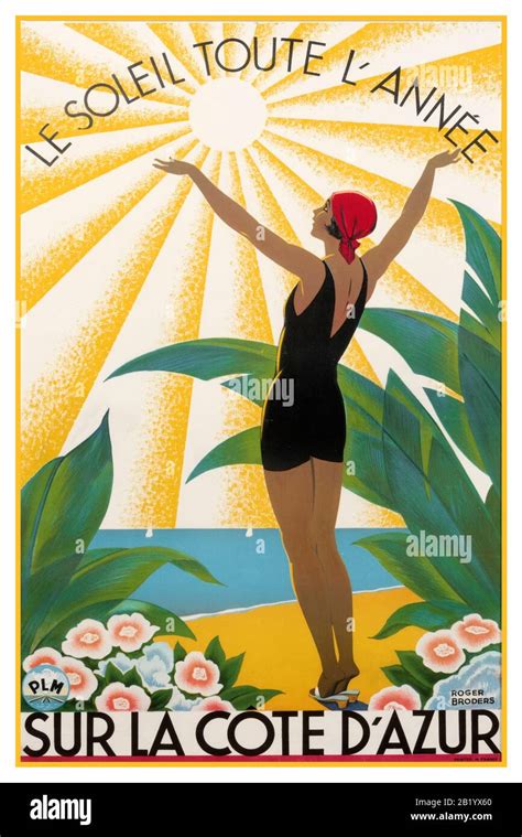 Vintage Cote D Azur Travel Poster France Sur La Cote D Azur PLM