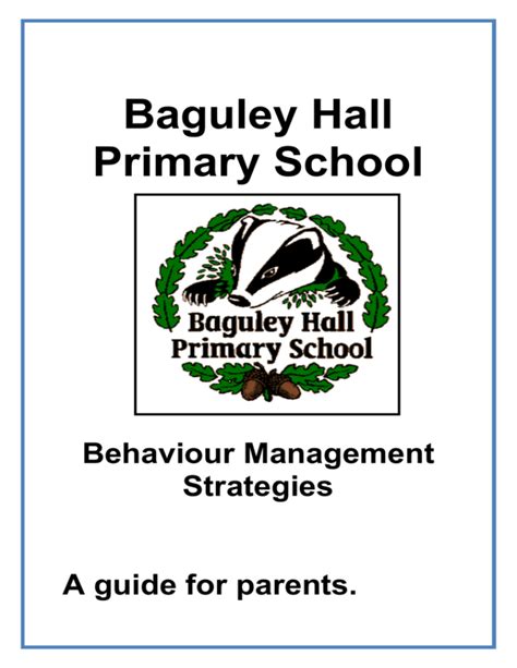 Behaviour Policy Baguley Hall Primary School