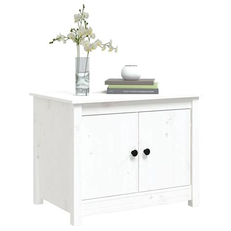 Cikonielf Table Basse Blanc 71x49x55 Cm Bois Massif De Pin