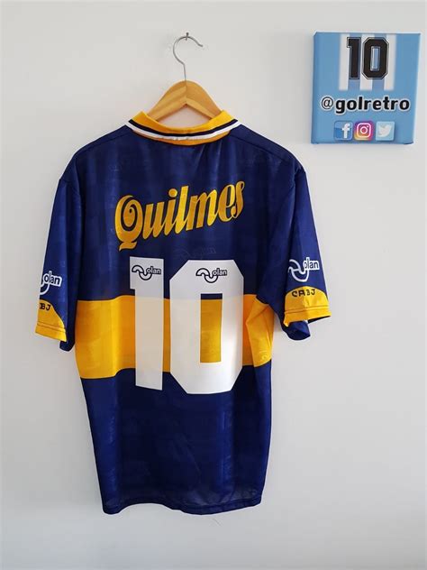 Jersey Boca Juniors Quilmes Maradona Retro Original Olan Etsy