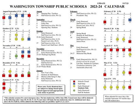 Washington Township Schools Calendar - Kelsi Melitta