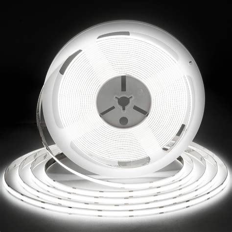 Siryyui Cob Led Strip M Daylight White K Led Strip Light Dc V