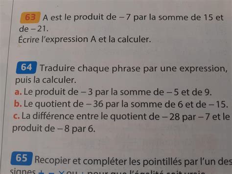 bonjour j aurai besoin d aide sur l exercice 64 car je j arrive pas à