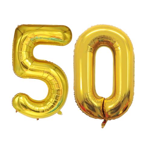 Goer 42 Inch Gold Number 50 Balloonjumbo Foil Helium Balloons For 50th